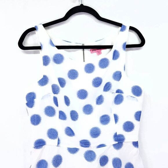 Betsy Johnson Dress Size 10 Fit and Flare Pleated Mini Puffy Skirt Polka Dot - Picture 3 of 11